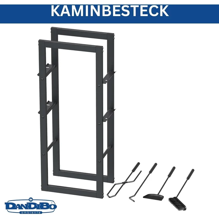 DanDiBo Kaminholzregal Innen Metall mit Besteck 96601 Brennholzregal Holzaufbewahrung Kaminholzständer Feuerholzregal – Bild 5