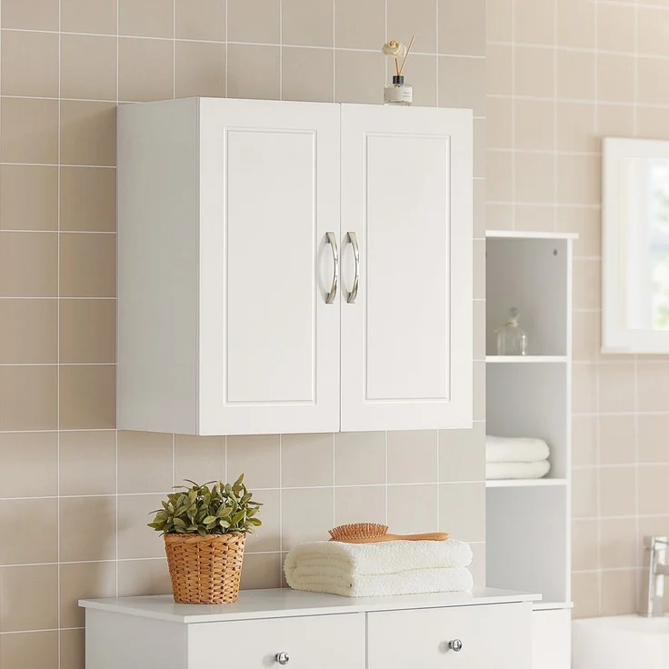 SoBuy FRG231-W Hängeschrank, MDF, Lackiert, Weiß, 60 x 60 x 30 cm – Bild 2