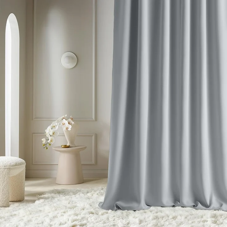 ROOM99 Vorhang mit Silberen Ösen Aura 180x280 cm Breite x Höhe Schiebegardinen Modern Curtain Wohnzimmer Schlafzimmer Hellgrau, 1 Stück – Bild 1