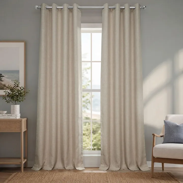 HPD Half Price Drapes Leinenvorhänge mit Ösen, 305,8 cm lang, Raumverdunkelungsvorhänge für Schlafzimmer und Wohnzimmer (1 Paneel), 50 B x 120 L, strohgedeckte Hellbraun