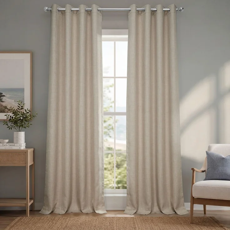 HPD Half Price Drapes Leinenvorhänge mit Ösen, 305,8 cm lang, Raumverdunkelungsvorhänge für Schlafzimmer und Wohnzimmer (1 Paneel), 50 B x 120 L, strohgedeckte Hellbraun