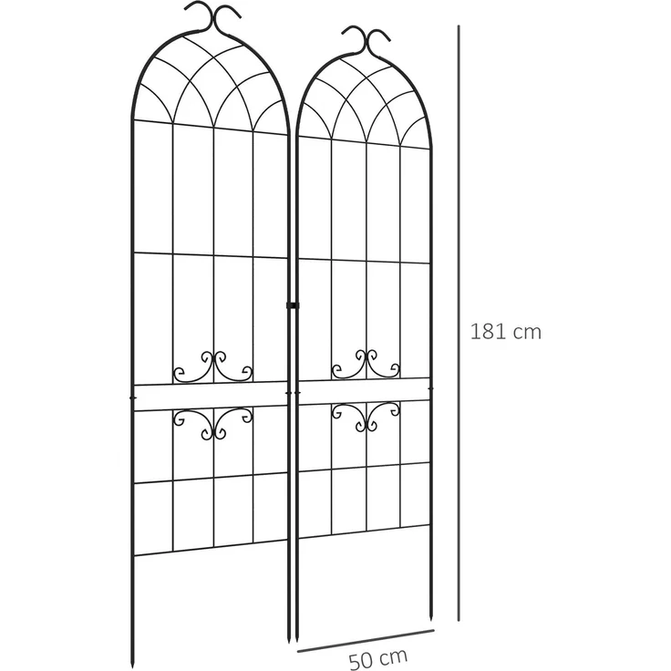 MELAYR, Set mit 2 Gartenrankgittern, Metallstütze für Kletterpflanzen, 50 cm lang x 181 cm hoch, Schwarz – Bild 5