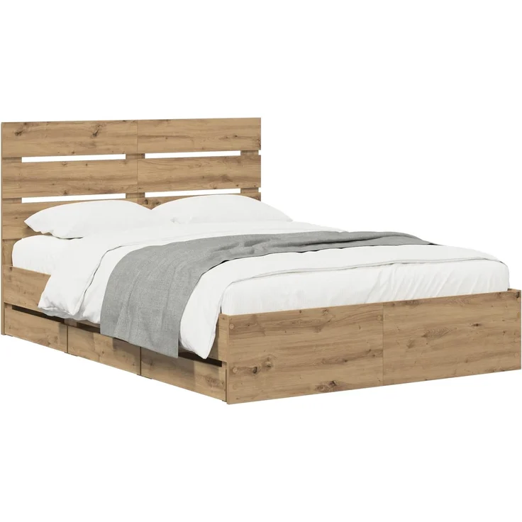 vidaXL Bed Frame with Storage and Headboard Artisan Oak 160 x 200 cm 3445810 – Bild 2