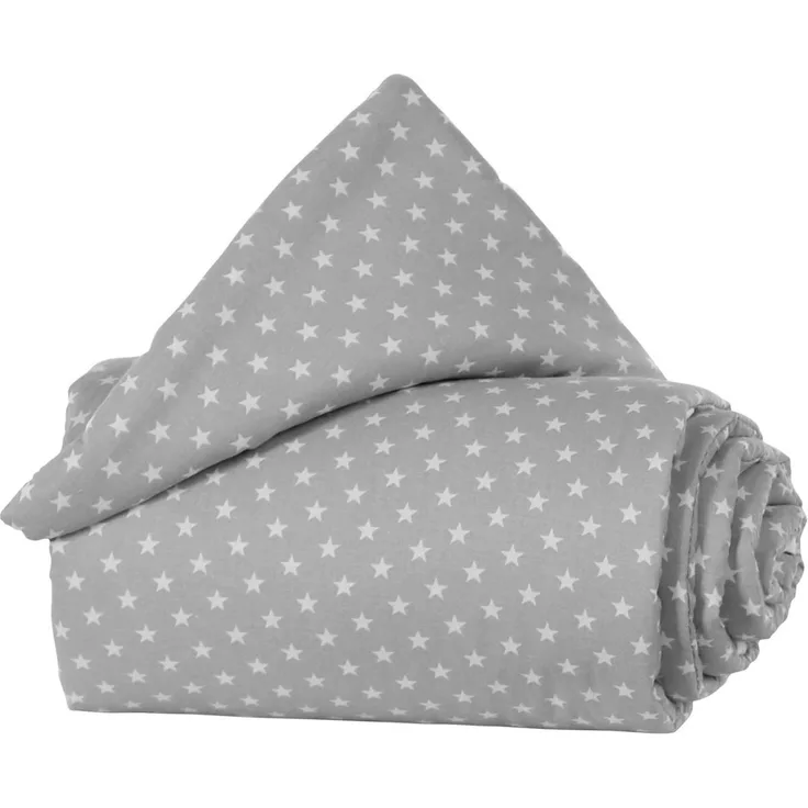 babybay Nestchen Organic Cotton passend für Modell Maxi, Boxspring, Comfort und Comfort Plus, lichtgrau Sterne weiß