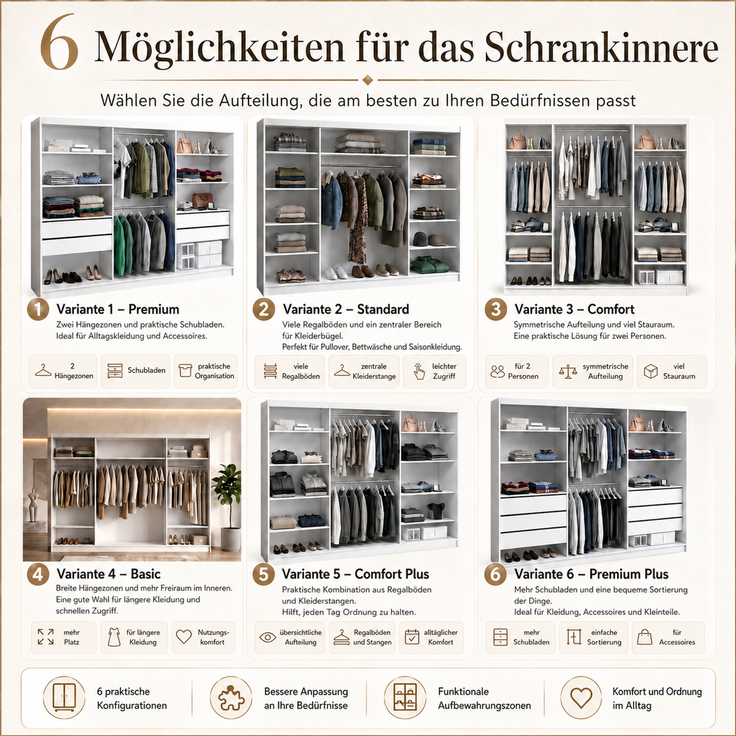 BELANO Schwebetürenschrank 200 cm mit Spiegel – Kleiderschrank mit Schiebetüren, Innenausstattung: Premium – Bild 5