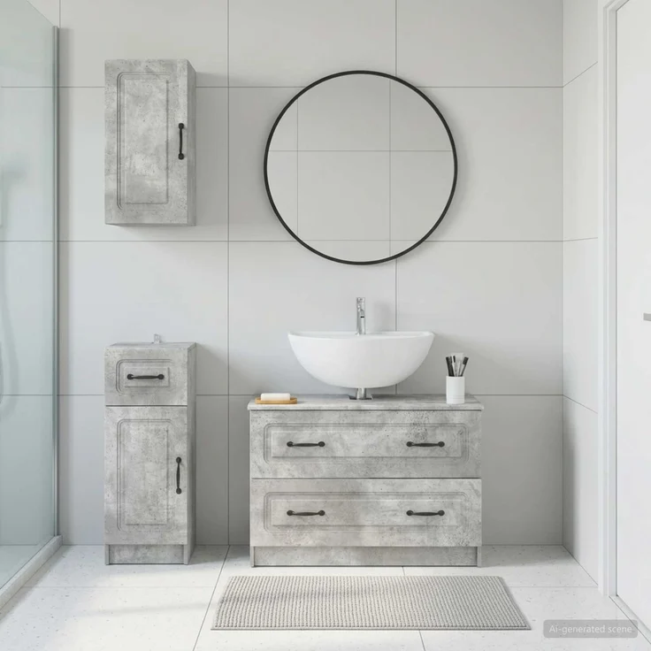vidaXL 3-teiliges Badezimmer-Schranksystem UTRECHT Betongrau 3417813 – Bild 1