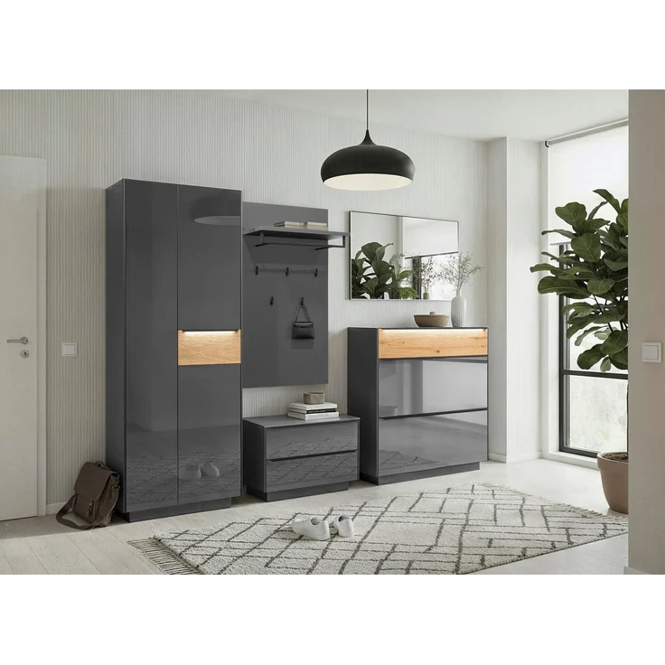 Mäusbacher Schuhschrank Nova Garderobe inkl. Metallschuhkörbe und Griffbeleuchtung BHT 107 x 110 x 32 cm – Bild 2