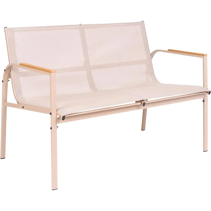 Lounge Set mit Tisch 4-Sitzer LEDRO Metall Beige – Bild 4