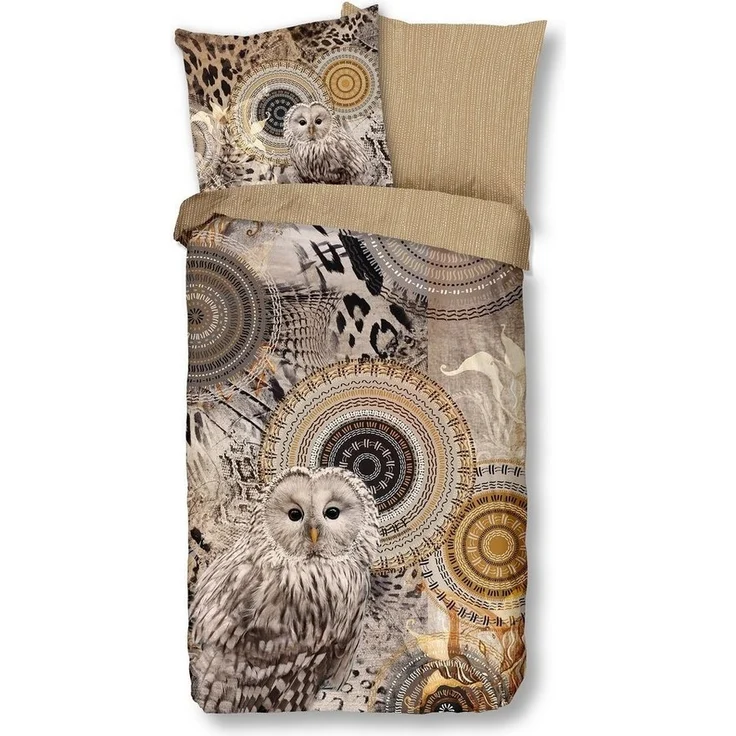Traumschloss Bettwäsche Feinbiber, Biber, 2 teilig, beige Mandalas mit Eule – Bild 3
