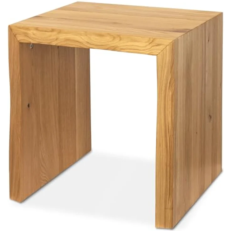 Massivholz Hocker mit Baumkante - Eiche - 40 x 40 x 45cm – Bild 2