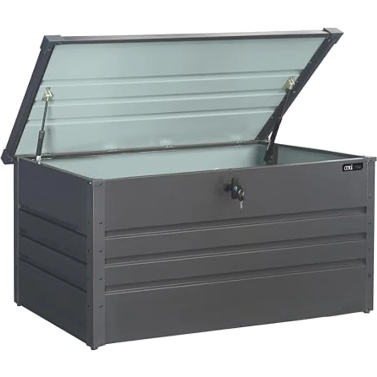 AXI Miles Gartenbox aus Metall in Anthrazit 400 Outdoor Kissenbox für den Garten mit Boden und Schloss | Grau | Metall | 132 cm – Bild 3
