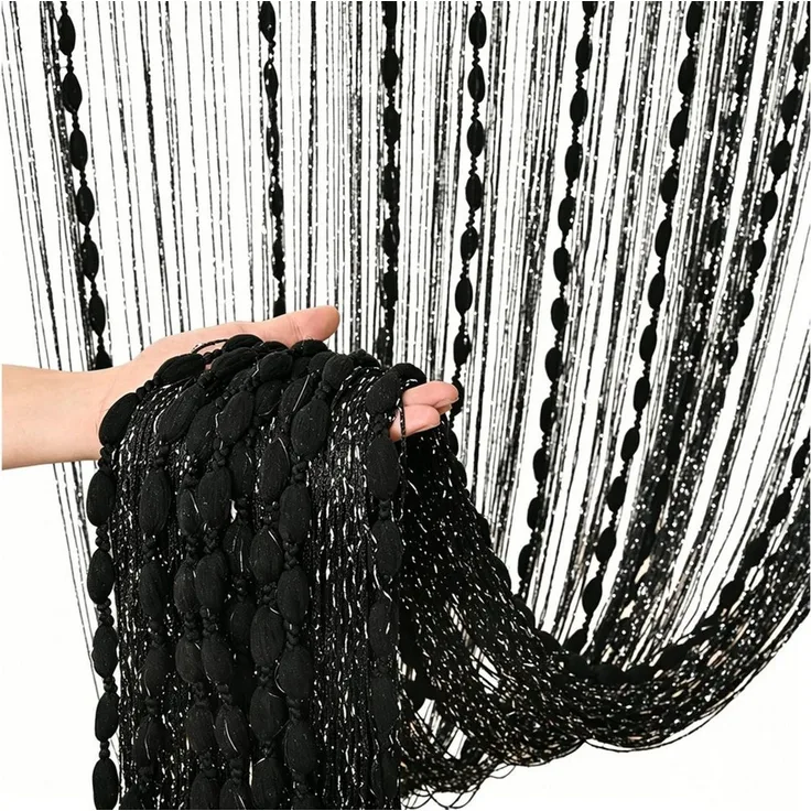 Diwzbyn Fadenvorhang Türvorhang Fadengardine Raumteiler Fadenstores, (1 St), gestreifter Vorhang/Querbehang, 100 x 200 cm,Stangendurchzug
