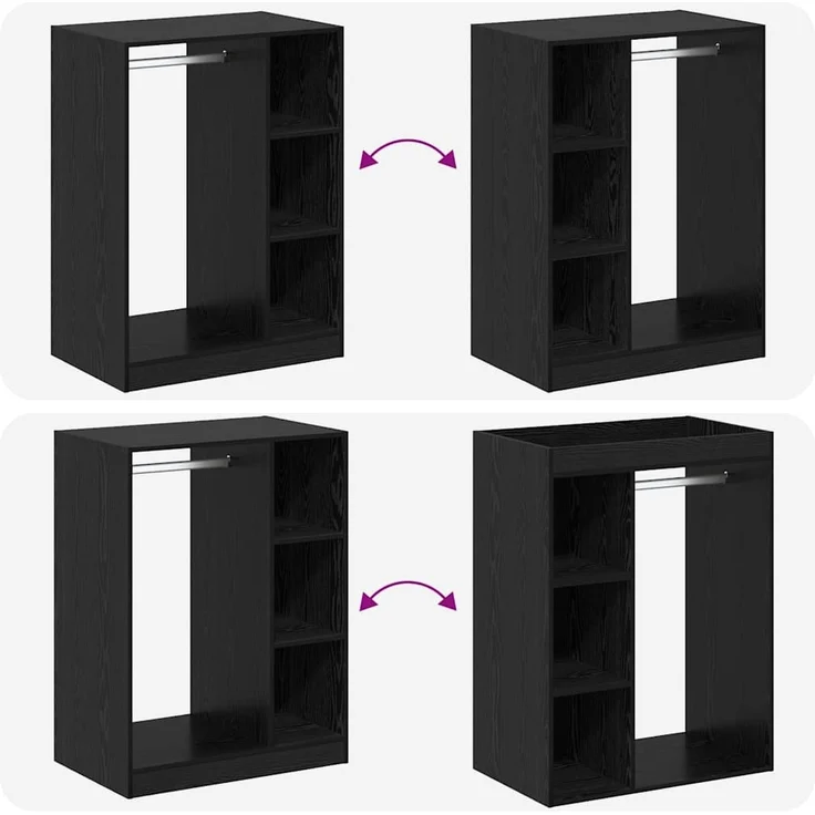 vidaXL Kleiderschrank mit Regal Schwarz Eichen-Optik 77 x 48 x 102 cm 879644 – Bild 9