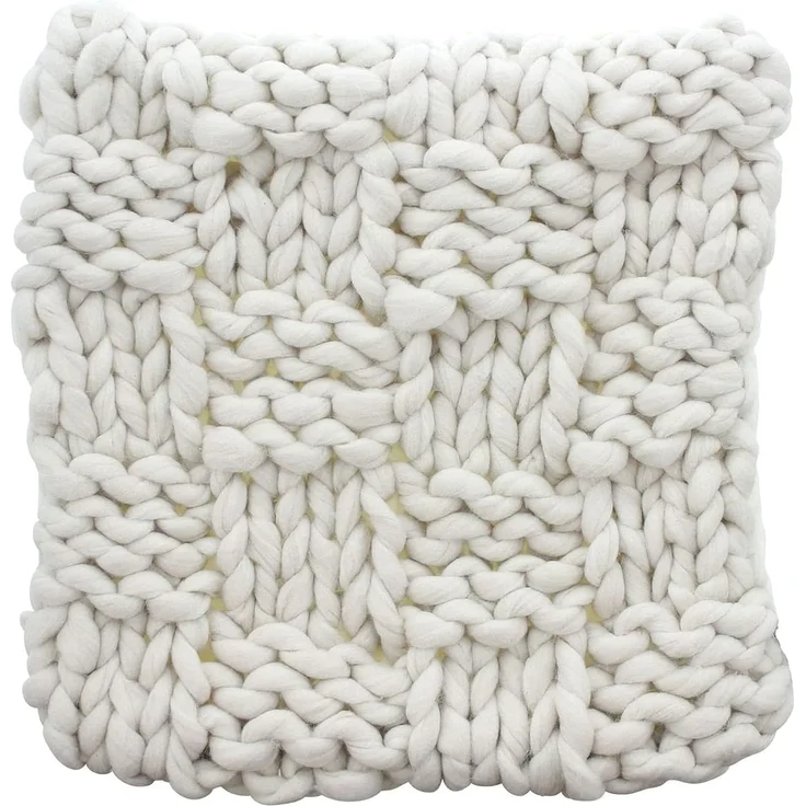 Kissenhülle "Grobstrick" beige, 40x40 cm, Rückseite in Samt Optik, Kissenbezug, Zierkissenbezug – Bild 2