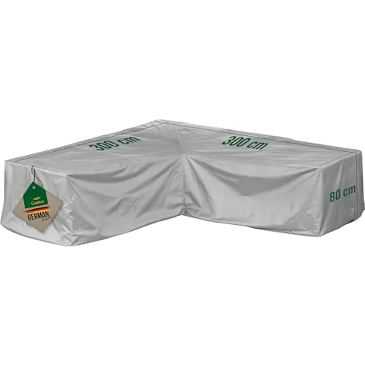 Mehr Garten Premium Protect Lounge Abdeckung L-Form, 300x300x80 cm, hellgrau, wasserdichtes und atmungsaktives 2-lagiges Polyestergewebe, UV-beständig und winterfest