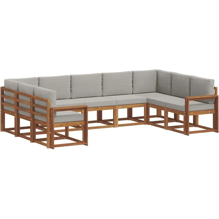 vidaXL Outdoor-Sofagarnitur 9 stk. 9-Sitzer Natur und Hellgrau 3366989 – Bild 2