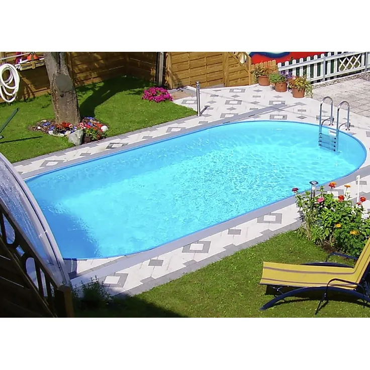 Steinbach Stahlwand Swimming Pool Set "Styria oval", blaue Poolfolie, 737 x 360 x 150 cm