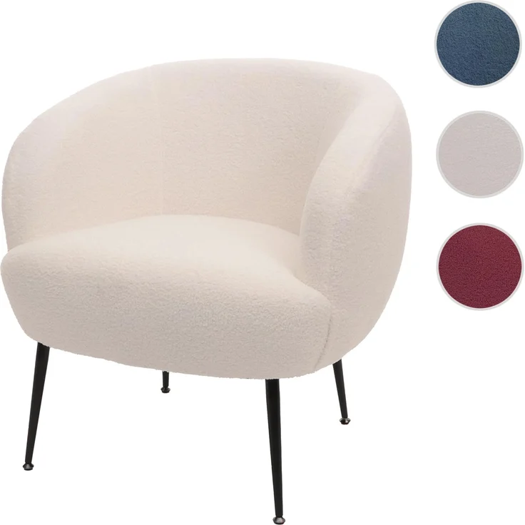 Lounge-Sessel HWC-O37, Cocktail-/Clubsessel Polstersessel Sessel, Stoff/Textil Bouclé (330g/m²) Metall MVG ~ weiß – Bild 10