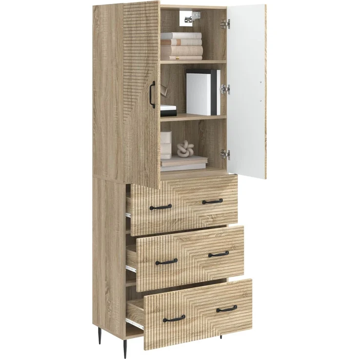 vidaXL Schrankset 2 pcs Sonoma-Eiche 66 x 34,5 x 90 cm Holzwerkstoff 3416639 – Bild 2