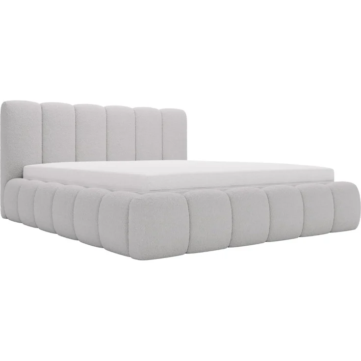 GRAINGOLD Cloud Bett 140x200, Polsterbett mit Bettkasten, Bouclé-Stoff, mit Kopfteil, Hellgrau – Bild 9