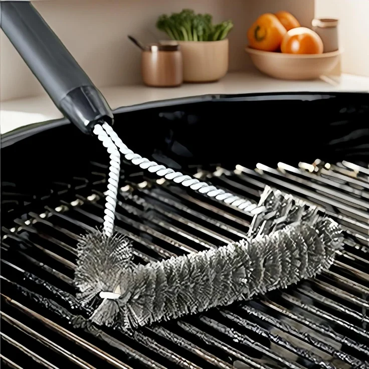 1er-Pack Grillbürste, 30 cm Edelstahl, Y-förmig, extra breiter Bürstenkopf – Bild 7