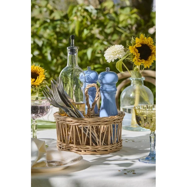 Ib Laursen - Menage Korb 4 Fächer Utensilienkorb Rund mit Henkel Weide 29055-00 – Bild 2