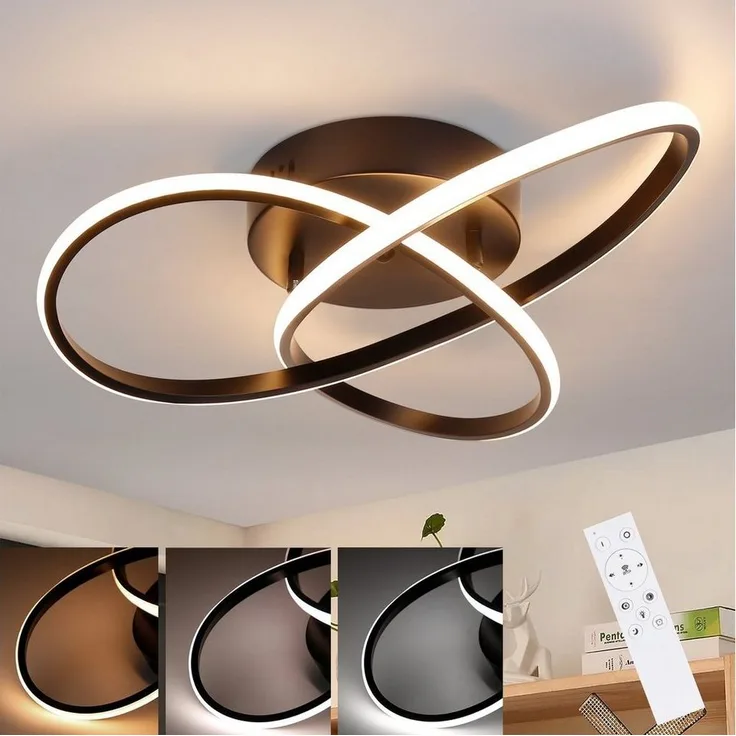 Nettlife LED Deckenleuchte Dimmbar 40CM Geometrie Design Wohnzimmer Deckenlampe fernbedienung, LED fest verbaut