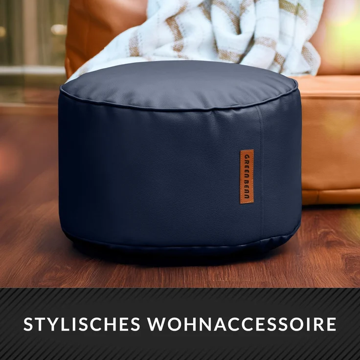 Green Bean® Sitzhocker aus Kunstleder - Pouf mit EPS Perlen Füllung - 43 x 30 cm - perfekte Ergänzung zum Sitzsack - Dunkelblau – Bild 8