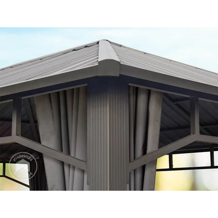Gartenpavillon 3x4 m Stahldach Hardtop 4 Seitenteile in Grau, Pfosten 9x9 cm – Bild 5