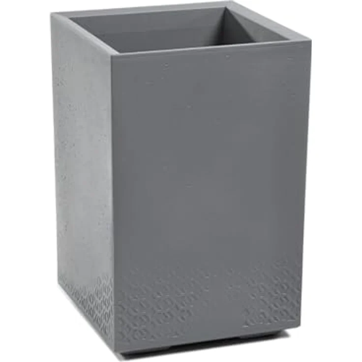 LAMELA Pflanzkübel mit Rollen Höhe 60 cm, 36L – Blumentopf aus Kunststoff in Betonoptik – Übertopf mit Wasserablauf – Modern für Innen & Außen - Wetterfest & Pflegeleicht, Grau – Bild 2