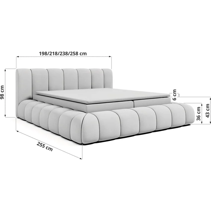 Boxspringbett NUBEA mit 2x Bettkasten & Multipocket-Kern, inkl. Topper T25, Doppelbett mit Stauraum, 200x200 cm, massives Ehebett - H3 - Dunkelgrau Velvet – Bild 5
