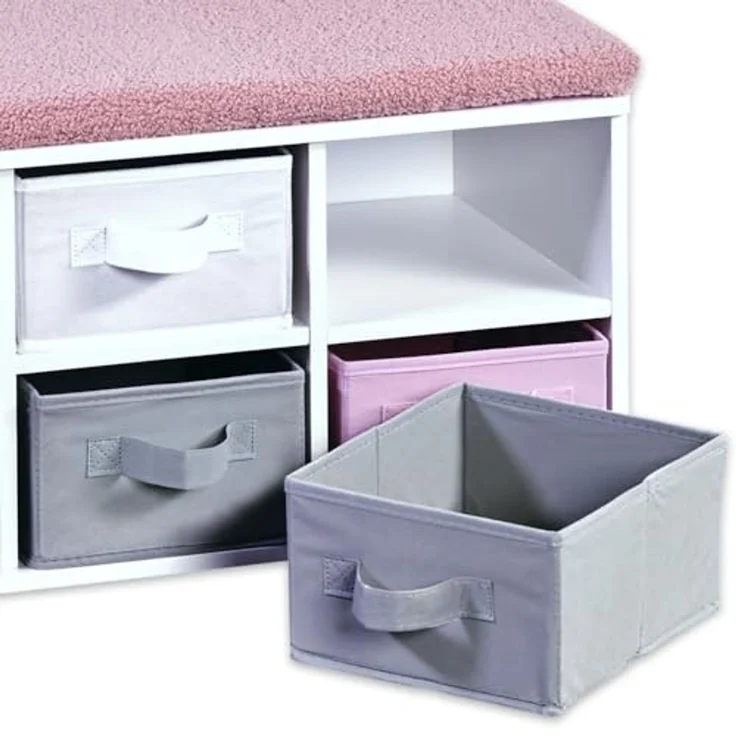 Kesper | Kinder-Sitzbank mit Sitzkissen, Material: FSC-zertifizierte Faserplatte, Maße: 68x29,5 cm, H: 33cm, Farbe: weiß, grau, rosa | 17739 13 – Bild 4