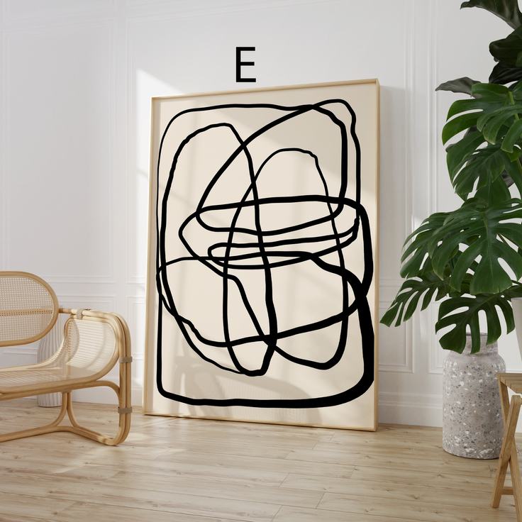 Moderne Kunst Poster · Geschenkidee · Abstrakte Formen Minimalistische Line Art und Farbblock Wandkunst · Dekoprint ohne Rahmen - E / 10 x 15 cm