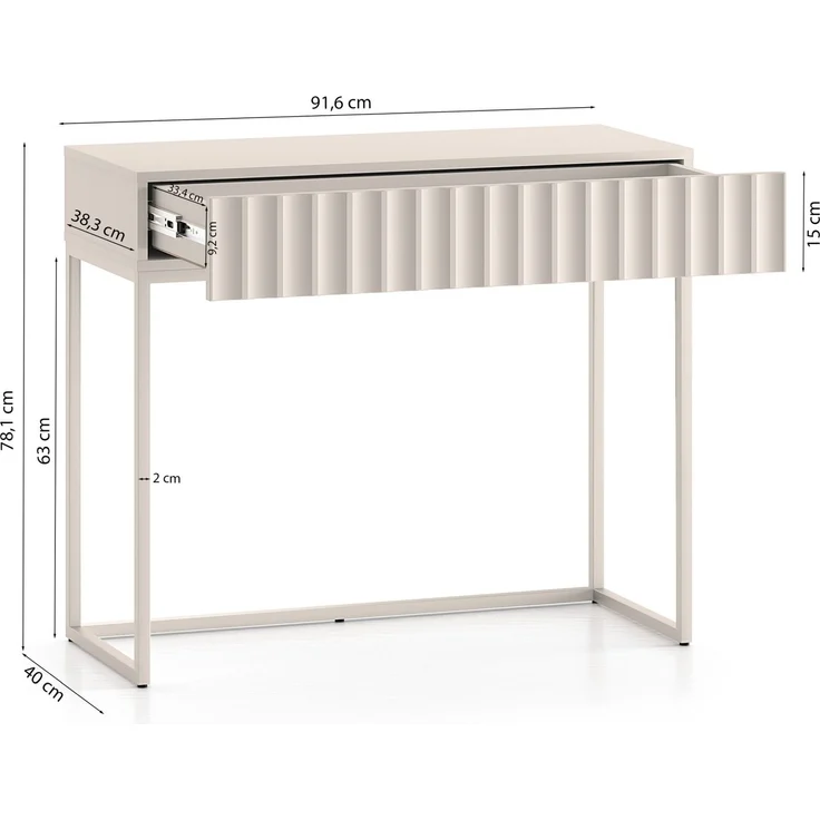 Selsey 'Derriva' Schminktisch mit Schublade, hellbeige, ca. 78 x 92 x 40 cm – Bild 5