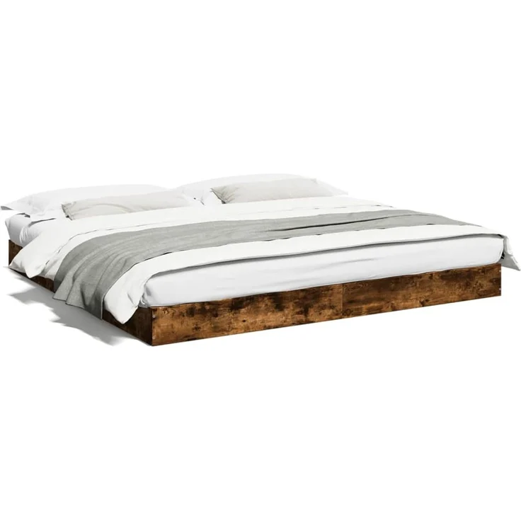 vidaXL Bettgestell ohne Matratze Räuchereiche 180x200 cm Holzwerkstoff 842004 – Bild 2