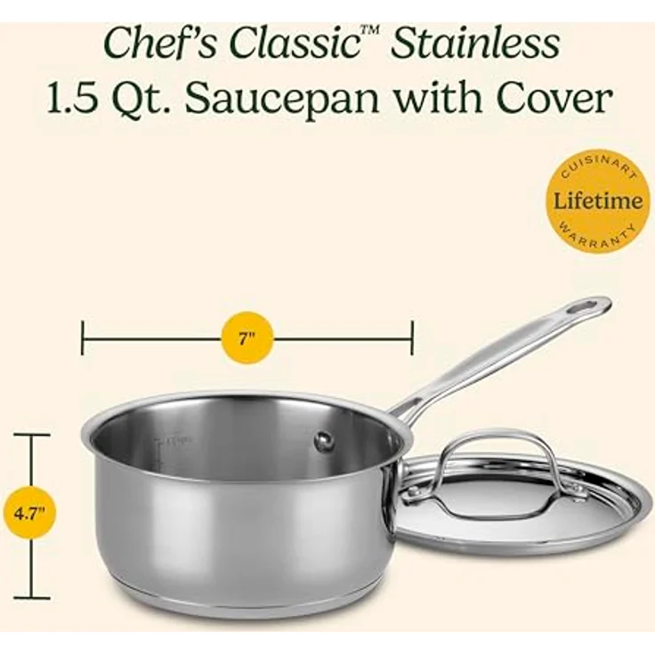 Cuisinart 719-16 Chef's Classic Stainless 1-12-Quart Saucepan with Cover – Bild 7