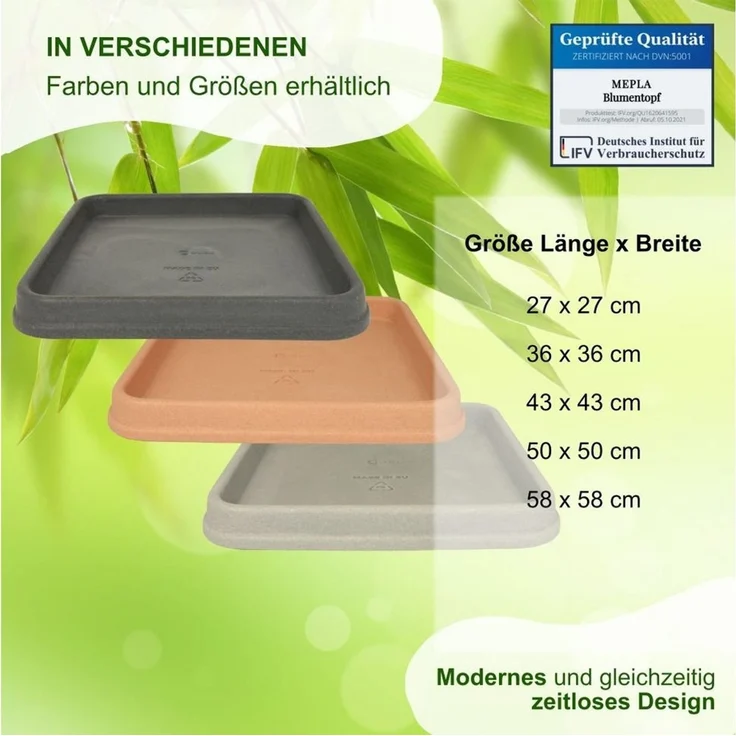 Heimwerkercenter Pflanzkübel MePla Untersetzer Venezia quadrat 36x36cm, Terra, frostfester Kunstoff – Bild 3