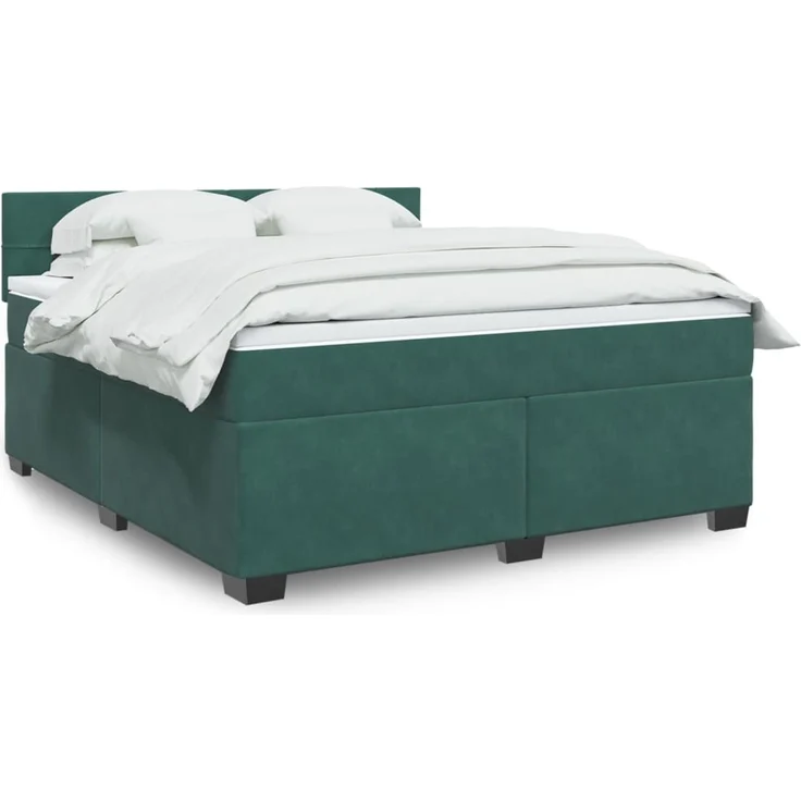 vidaXL Boxspringbett mit Matratze Dunkelgrün 180x200 cm Samt 3286381 – Bild 1