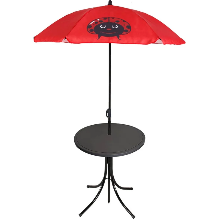 4tlg Kinder Campingmöbel Set 2 x Campingstuhl + Tisch + Sonnenschirm – Bild 2