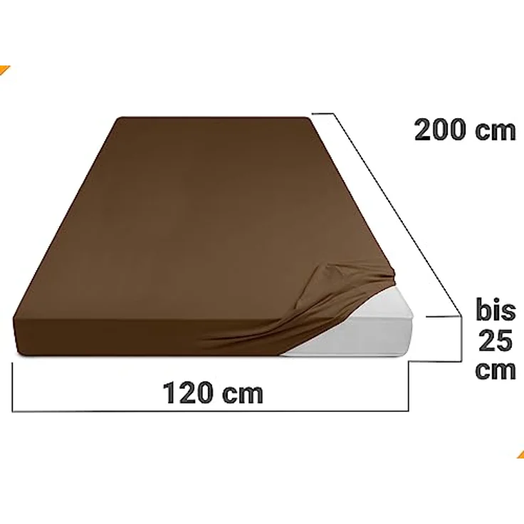 npluseins klassisches Jersey Spannbetttuch - vielen Farben + Größen - 100% Baumwolle 159.192, 120x200 cm, Schokobraun – Bild 4