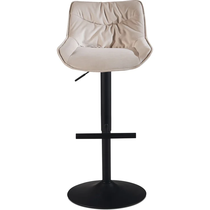 Barhocker Samt Beige mit Lehne höhenverstellbar 86-106cm Metallfuß gepolstert – Bild 7