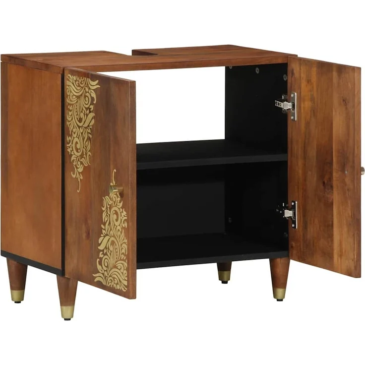 vidaXL Waschbeckenunterschrank mit Speicher Honigbraun 62 x 33 x 58 cm 4018755 – Bild 1