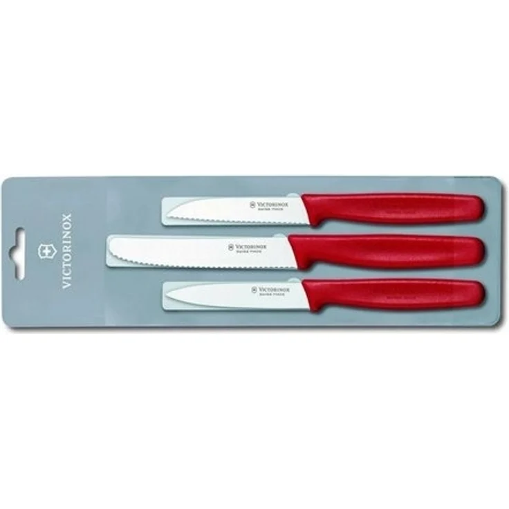 Victorinox | Gemüsemesser-Set | 3-teilig | präzise Klingen | ergonomische Griffe | leuchtendes Rot | ideal für mühelose Küchenarbeit – Bild 4