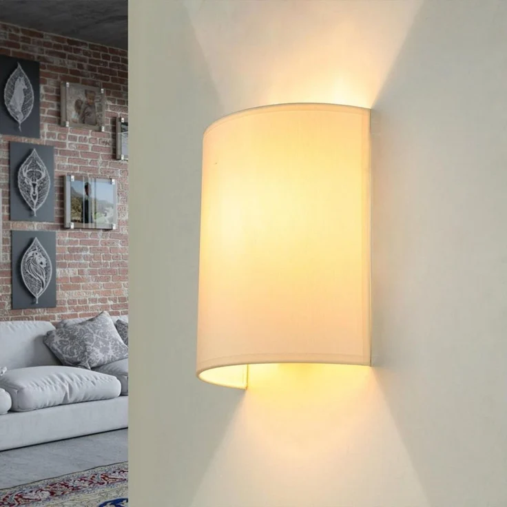 Licht-Erlebnisse Wandleuchte ALICE, ohne Leuchtmittel, Wandlampe Stoff E27 in Creme wohnlich Lampe – Bild 2