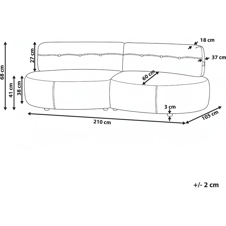 Sofa 3-Sitzer LAERDAL Samtstoff Taupe – Bild 2