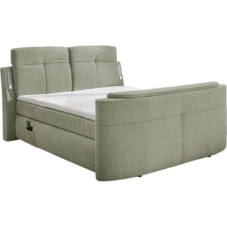 Jockenhöfer Gruppe Boxspringbett MOVIESTAR, mit Taschenfederkernmatratze H3-H4, inkl. LED-Beleuchtung (mit versenkbarem TV-Lift und Fernbedienung, verstellbare Kopfstützen), wahlweise Strukturstoff-Bezug oder Microfaser-Bezug, 180x200cm – Bild 2