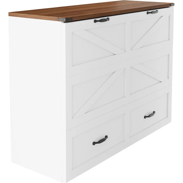 ZUBALIYA Klappbett 140 × 200 cm, Metall und Holz, Ausziehbett, Weiß – Bild 7