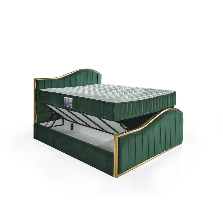 Schlafzimmer-Set "Alia" – Bett mit Bettkasten und Matratze , Bettbank, Nachttisch-Grün – Bild 4