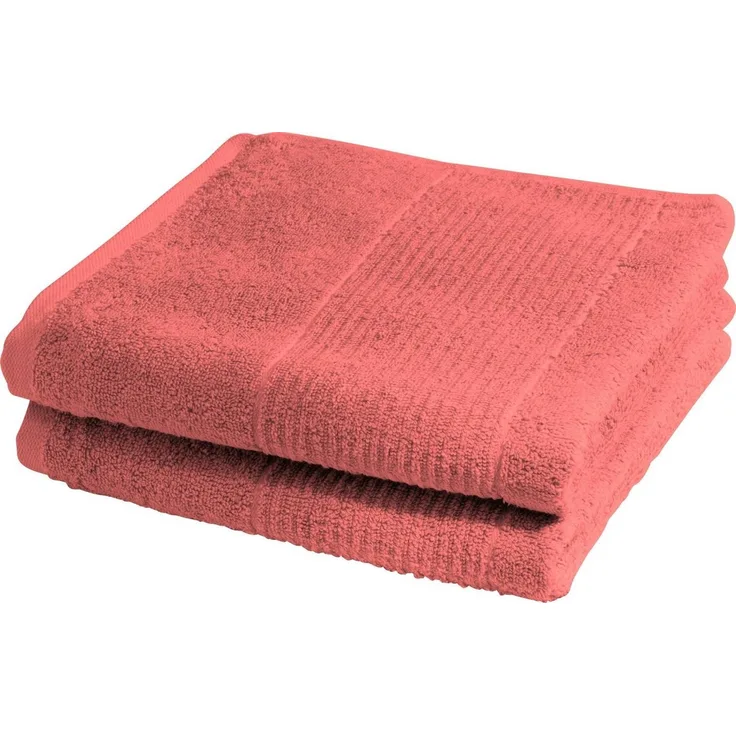 Fleuresse 2-er Set Duschtuch, Frottier flamingo rot, 70x140 cm