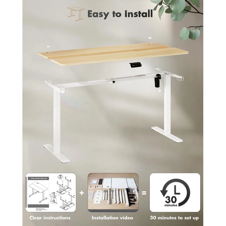 JUMMICO Schreibtisch Höhenverstellbar Elektrisch, Ergonomischer Steh-Sitz Tisch mit Tischplatte, Höhenverstellbarer Computertisch, Höhenverstellbarer Schreibtisch Adjustable Desk,100x60 cm, Beige – Bild 8